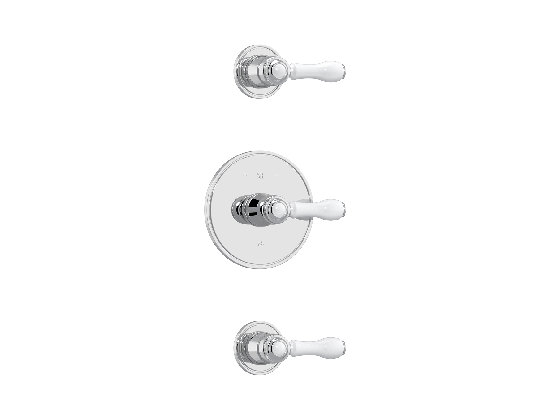 Concealed shower thermostat with 2 valves