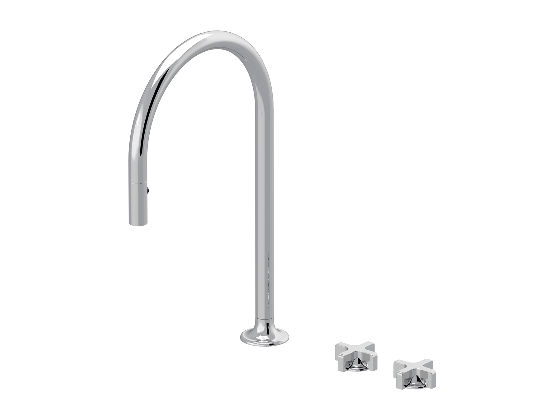 3-hole kitchen mixer, great swivel spout 250 mm and pull-out aerator, 2 sprays